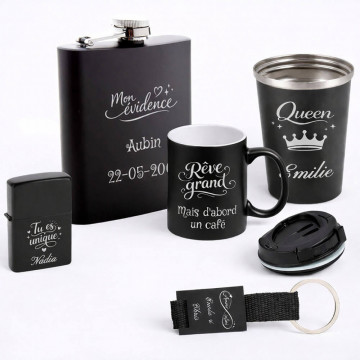 Cadeaux gravés Black Edition | Cadeaux personnalisés en métal noir