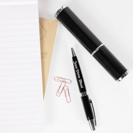 Tube alu noir et stylo noir personnalisé