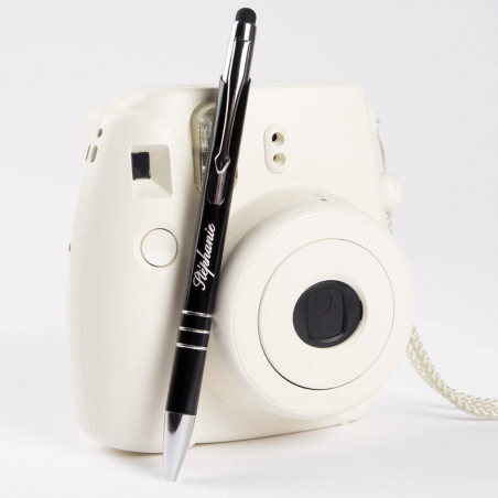 Stylo bille noir avec stylet personnalisé