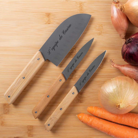Set de 3 couteaux de cuisine personnalisée