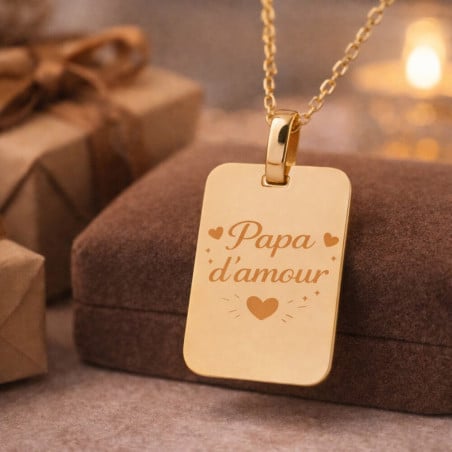 Collier rectangle en plaqué or personnalisé