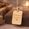 Collier rectangle en plaqué or personnalisé