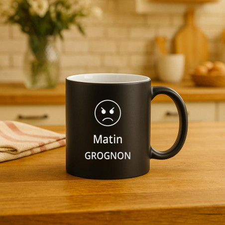 Mug noir et blanc gravé