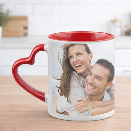 Mug anse cœur rouge personnalisée