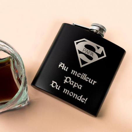 Flasque acier noir personnalisée