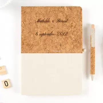 bloc note et stylo liège personnalisé