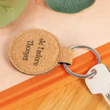 Porte clef liège rond personnalisé