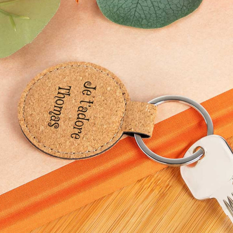Porte clef liège rond personnalisé