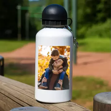 Gourde 500ml alu blanc avec photo imprimée