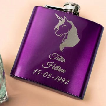 Flasque à alcool violette gravée