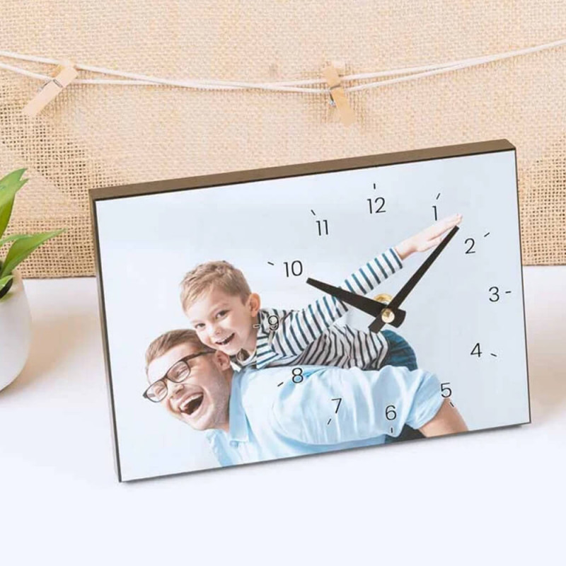 Horloge rectangle bois personnalisé