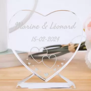 Cœur en verre personnalisé avec design amour