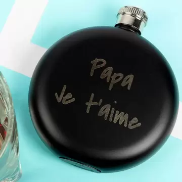 Flasque ronde noire personnalisée