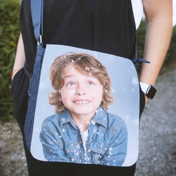 Sac bleu avec photo imprimée