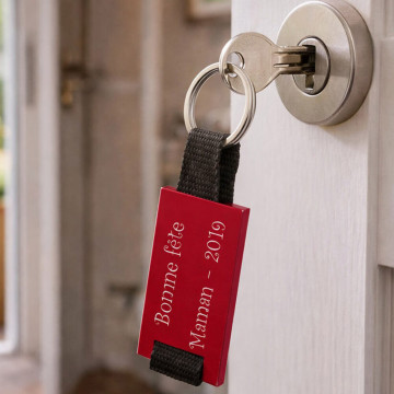 Porte clé aluminium rouge gravé