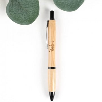 Stylo bille bambou gravure texte