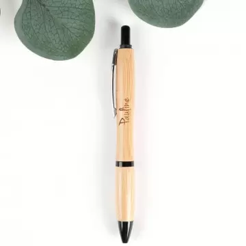 Stylo bille bambou gravure texte