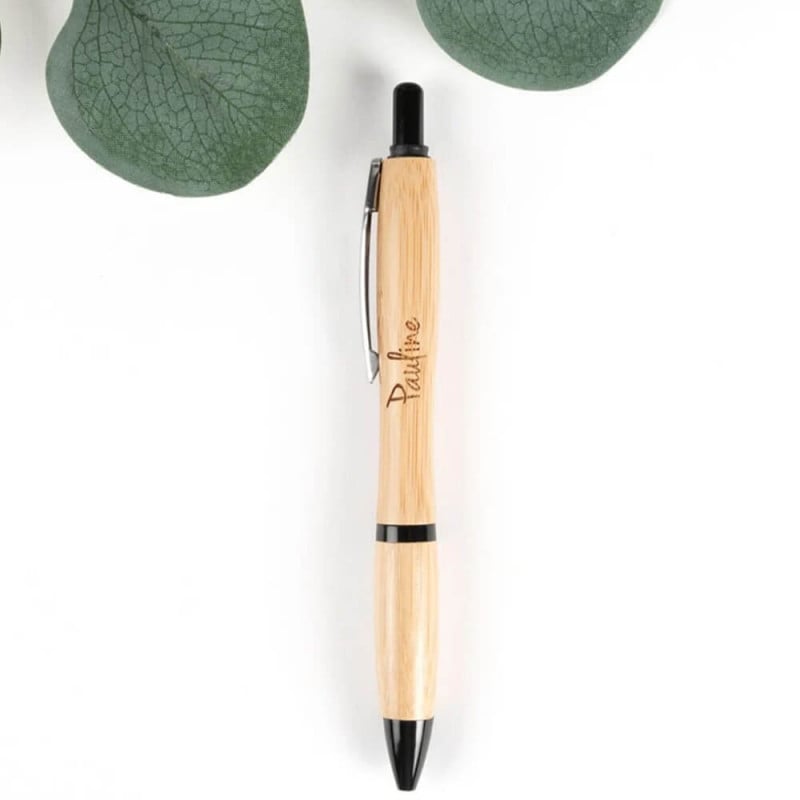Stylo bille bambou gravure texte