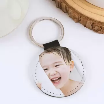 Porte clef cuir rond personnalisé