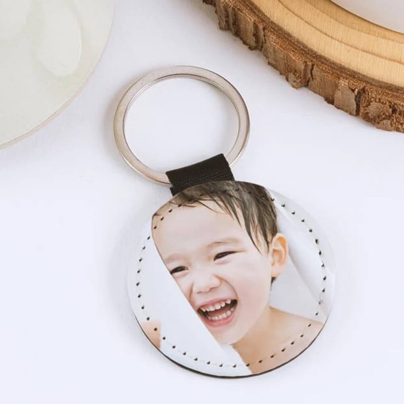 Porte clef cuir rond personnalisé