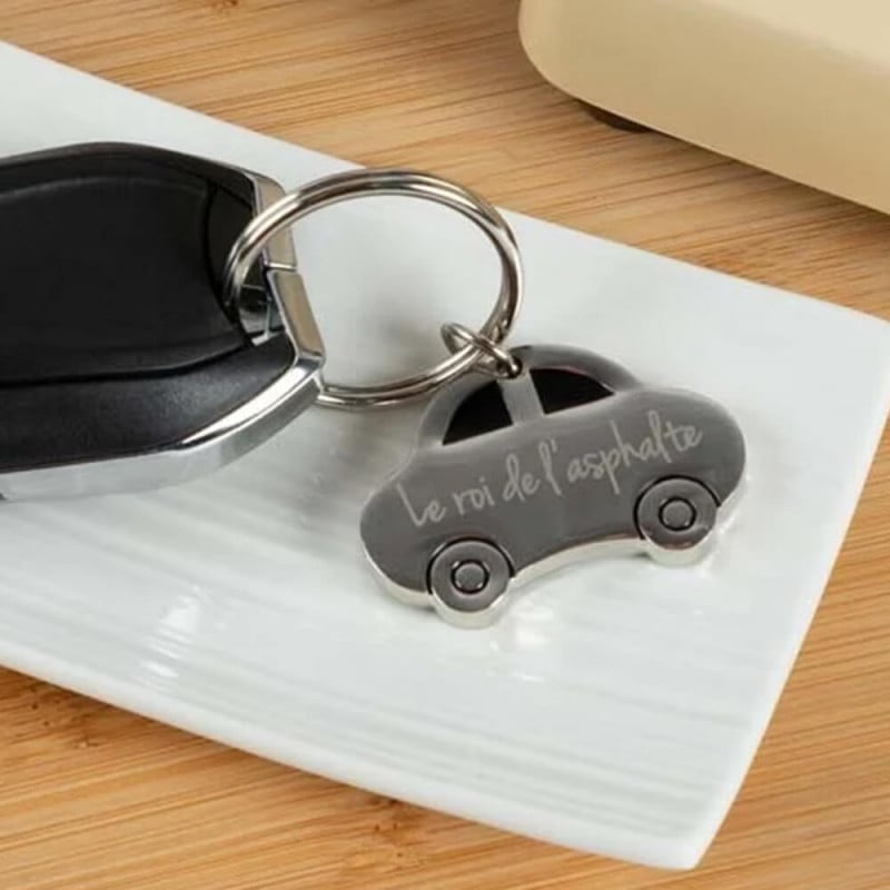 porte clef voiture argenté personnalisé