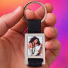 Porte clef tissu noir personnalisé avec photo