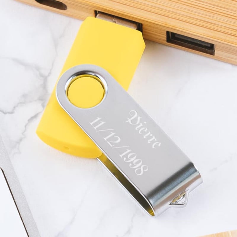 Clé USB twister 16Go jaune avec gravure