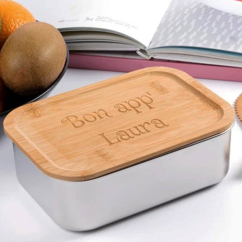 Lunch box acier et bambou
