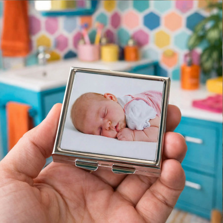 Miroir de poche carré avec photo