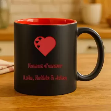 Mug noir et rouge gravé