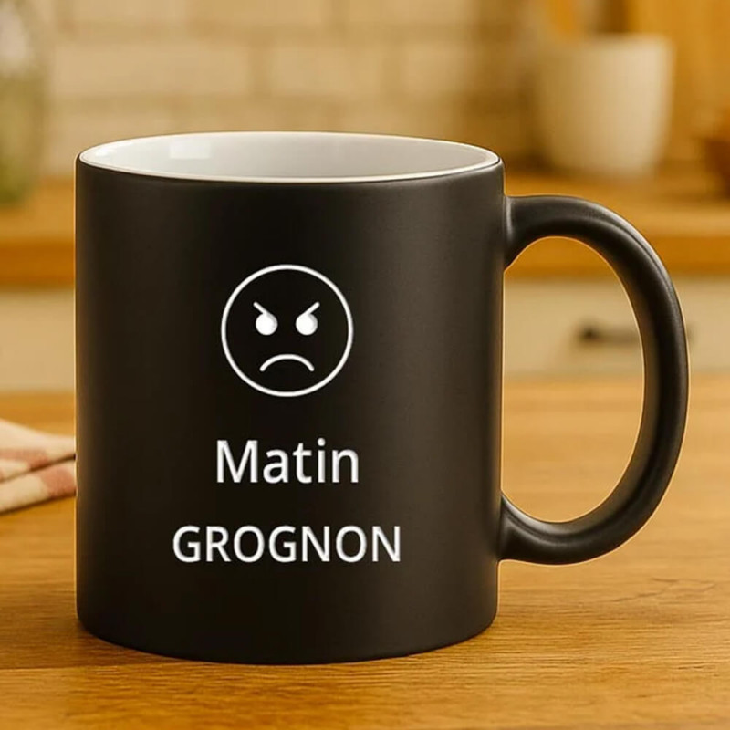 Mug noir et blanc personnalisé