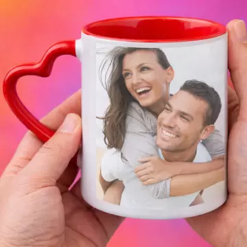 Mug cœur rouge photo personnalisé
