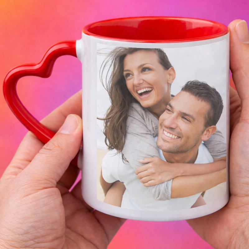 Mug cœur rouge photo personnalisé