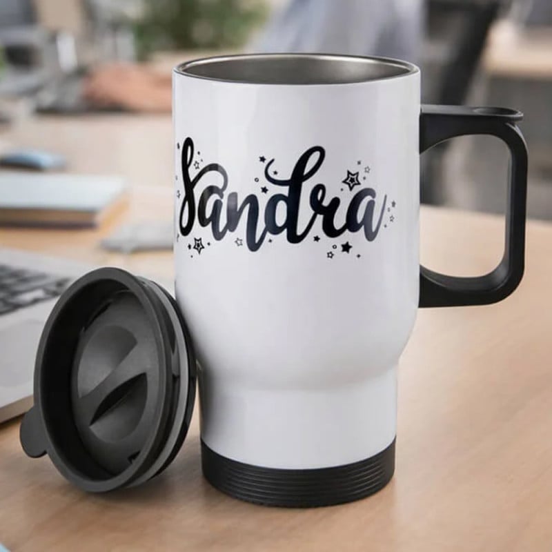 Mug thermos blanc personnalisé