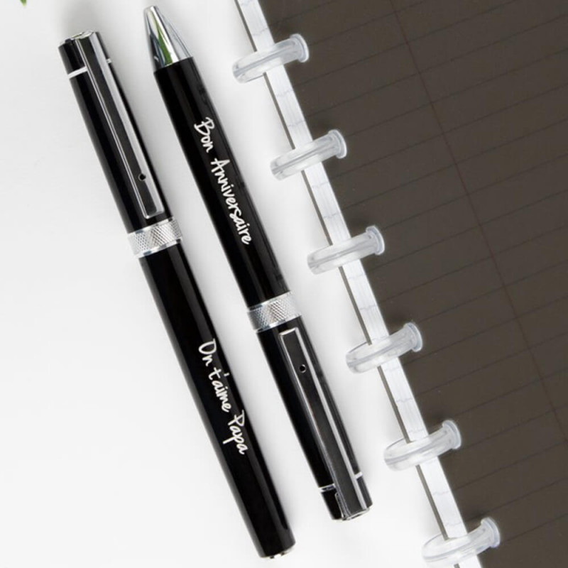 stylos noirs encre bleu