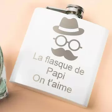 Flasque acier blanche gravée