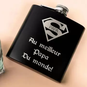 Flasque acier noir gravée