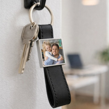 Porte clé cuir long carré personnalisé