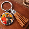 Porte clef plumeau brun personnalisé