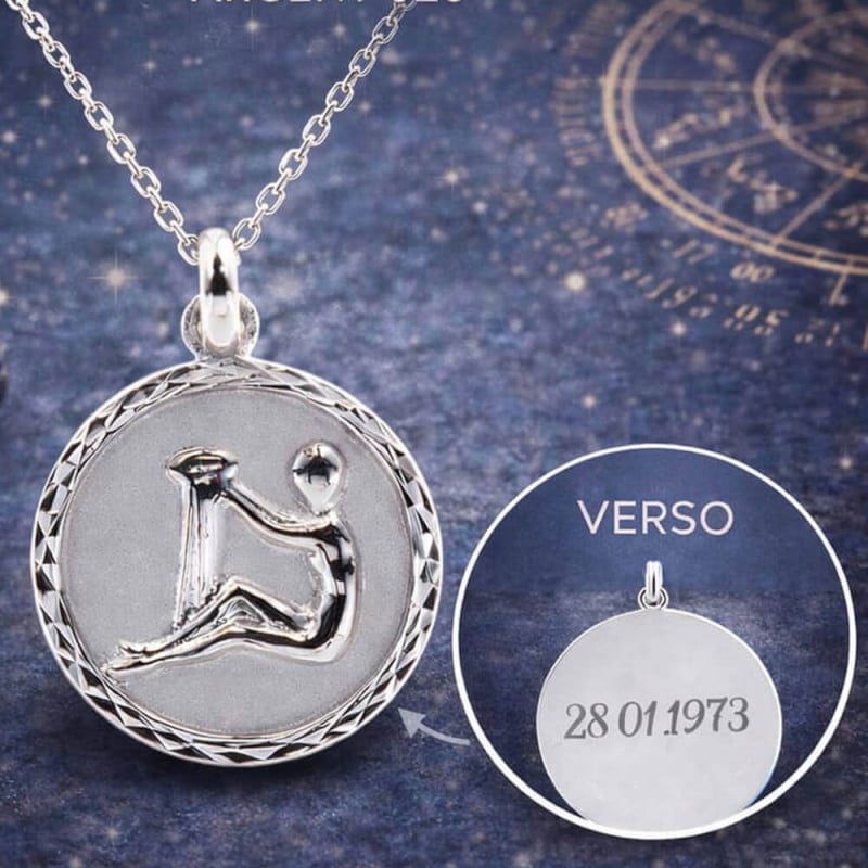 Collier Astrologie argent gravé