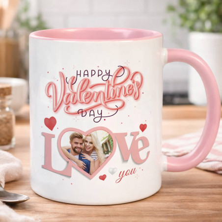 Mug rose personnalisé photo