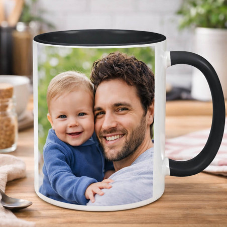 Mug noir personnalisé photo