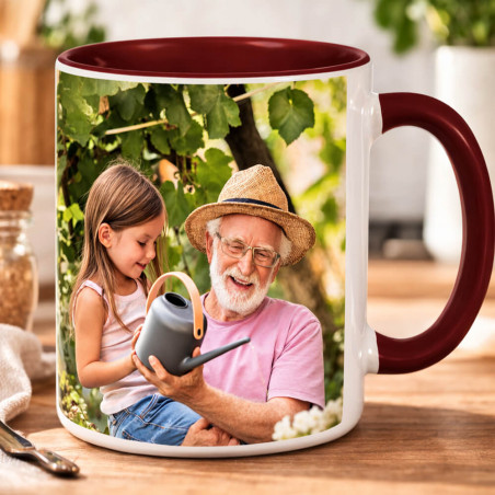 Mug marron personnalisé photo