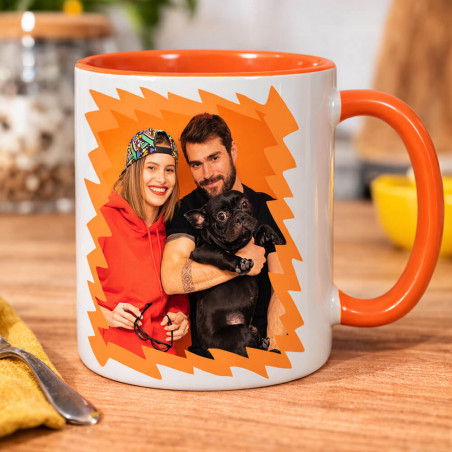 Mug orange personnalisé photo