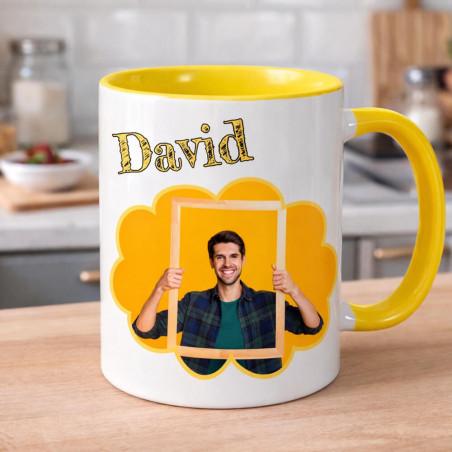 Mug jaune personnalisable photo