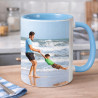 Mug bleu clair personnalisé photo