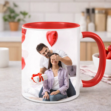 Mug rouge personnalisé photo