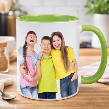 Mug vert clair personnalisé photo