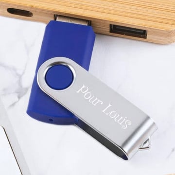 Clef USB bleu gravée