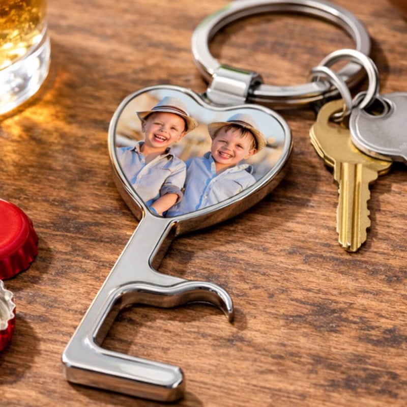 Porte clé décapsuleur cœur personnalisé